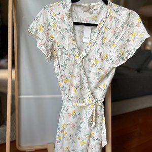 NWT LOFT White Floral Print Wrap Dress